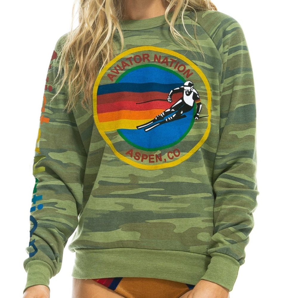 Aviator Nation Aspen Sweathshirt Camo - Size XL